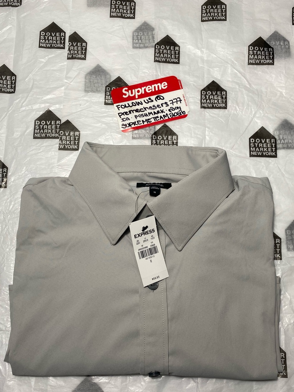 EXPRESS Mens Slim Performance Dress Shirt - Medium - Light Gray - BRAND NEW